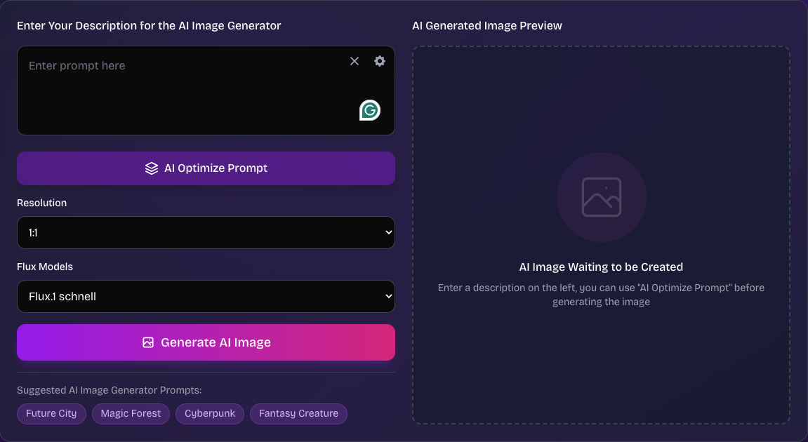 AI Generator Editor Interface